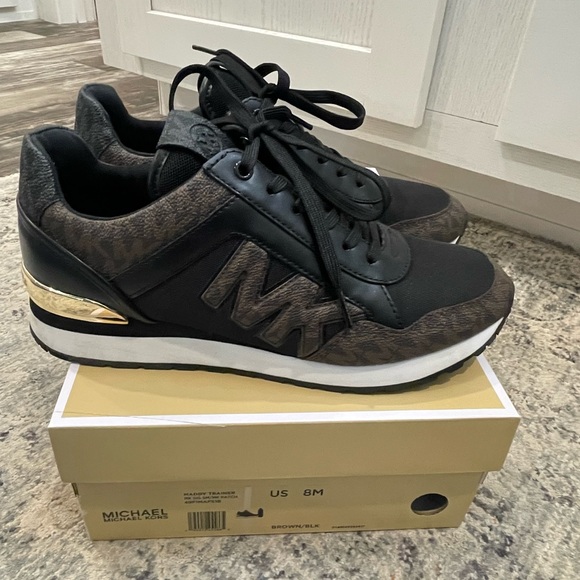 Michael Kors Maddy Trainer Sneakers - Brown and Black - Picture 1 of 5